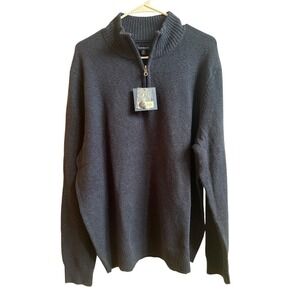 Croft & Barrow Mens XL Navy Blue Quarter Zip Mock Neck Knit Sweater MC30118HS